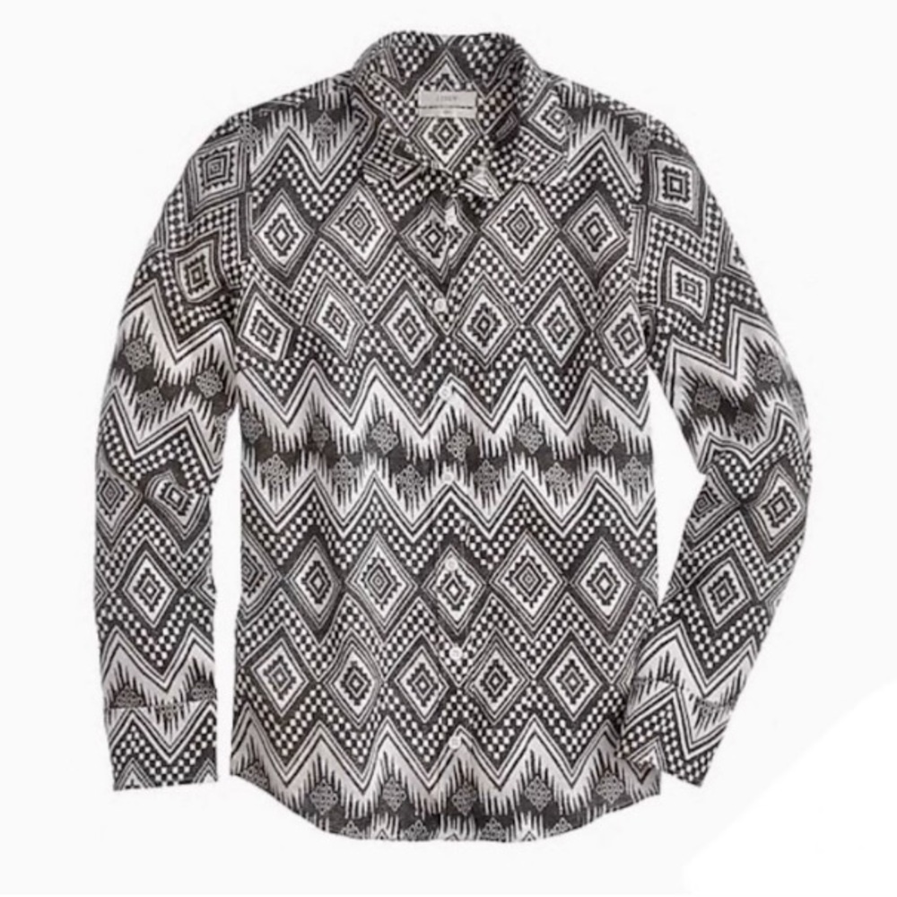 J. Crew ‘The Perfect Shirt’ Gray and White Pattern